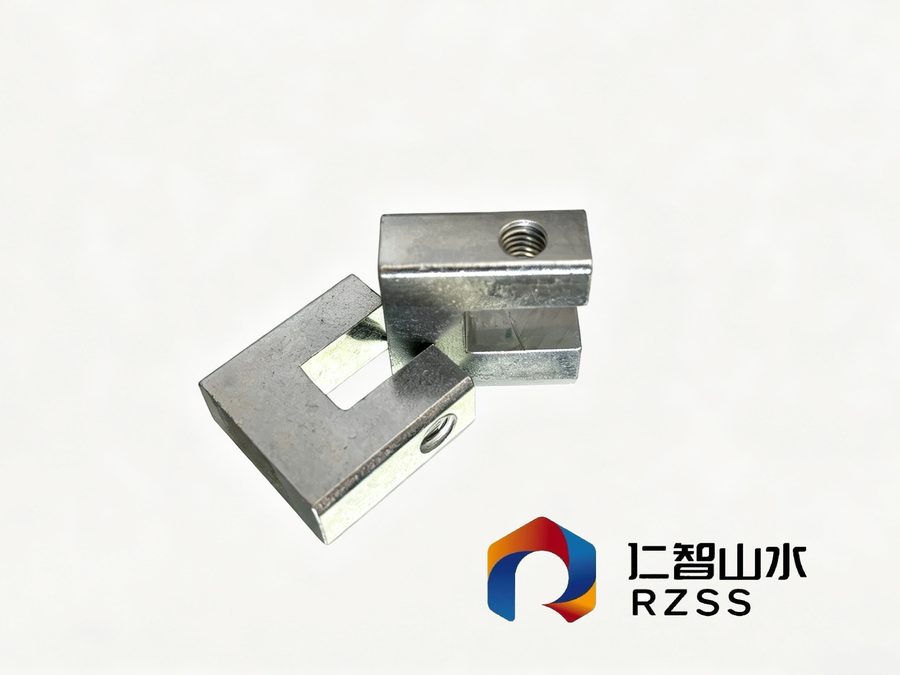 Custom zinc plated steel clamp blocks with tapped holes
