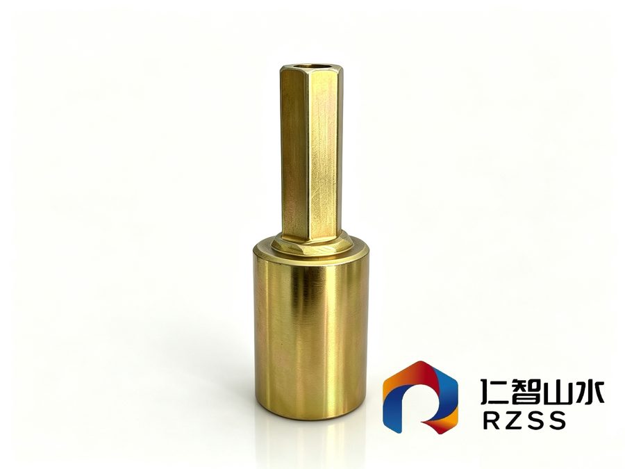Custom brass hex stem fitting, CNC turned and polished