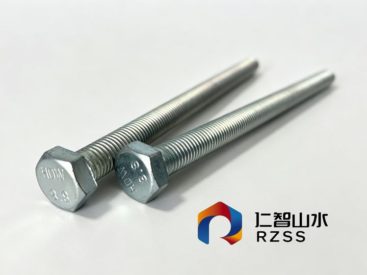 Hex bolts class 8.8 with head marking, zinc plated
